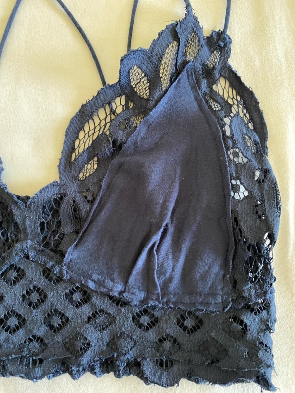 Free People One FP One Adella Lace Bralette in Midnight Blue Size Medium - Picture 9 of 12